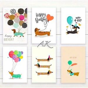 Dachshund Happy Birthday Greeting Cards w/ Envelopes 🐾 Doxie Wiener 
Lot of 6